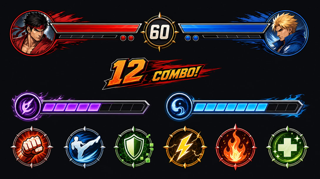 Arcade Fighter HUD and Icons