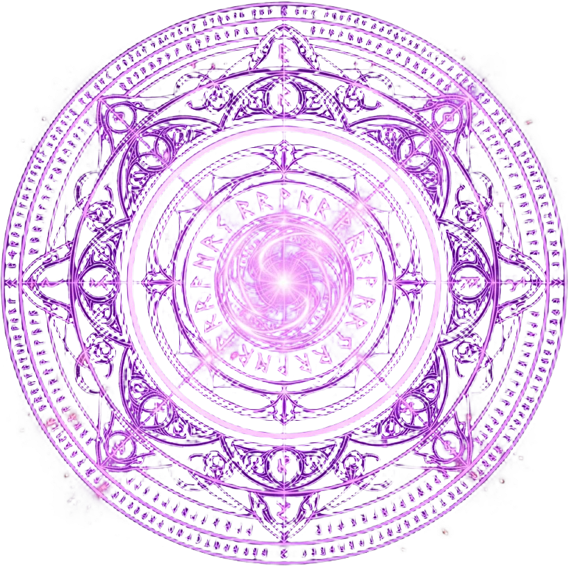 Image: Game VFX sprite, a violet arcane magic circle, thi