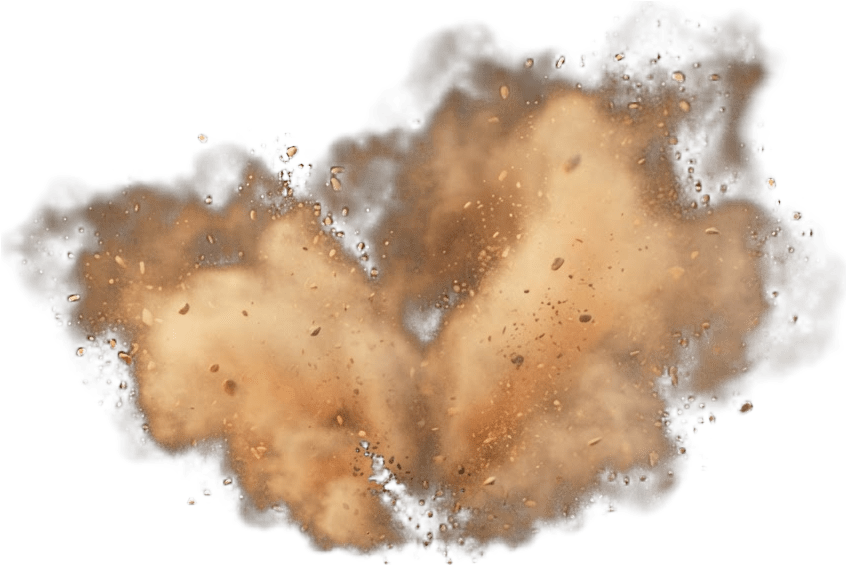 Image: Single game VFX sprite, a soft dust and grit puff