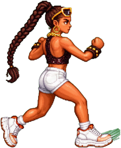 Backpedaling Pixel Fighter