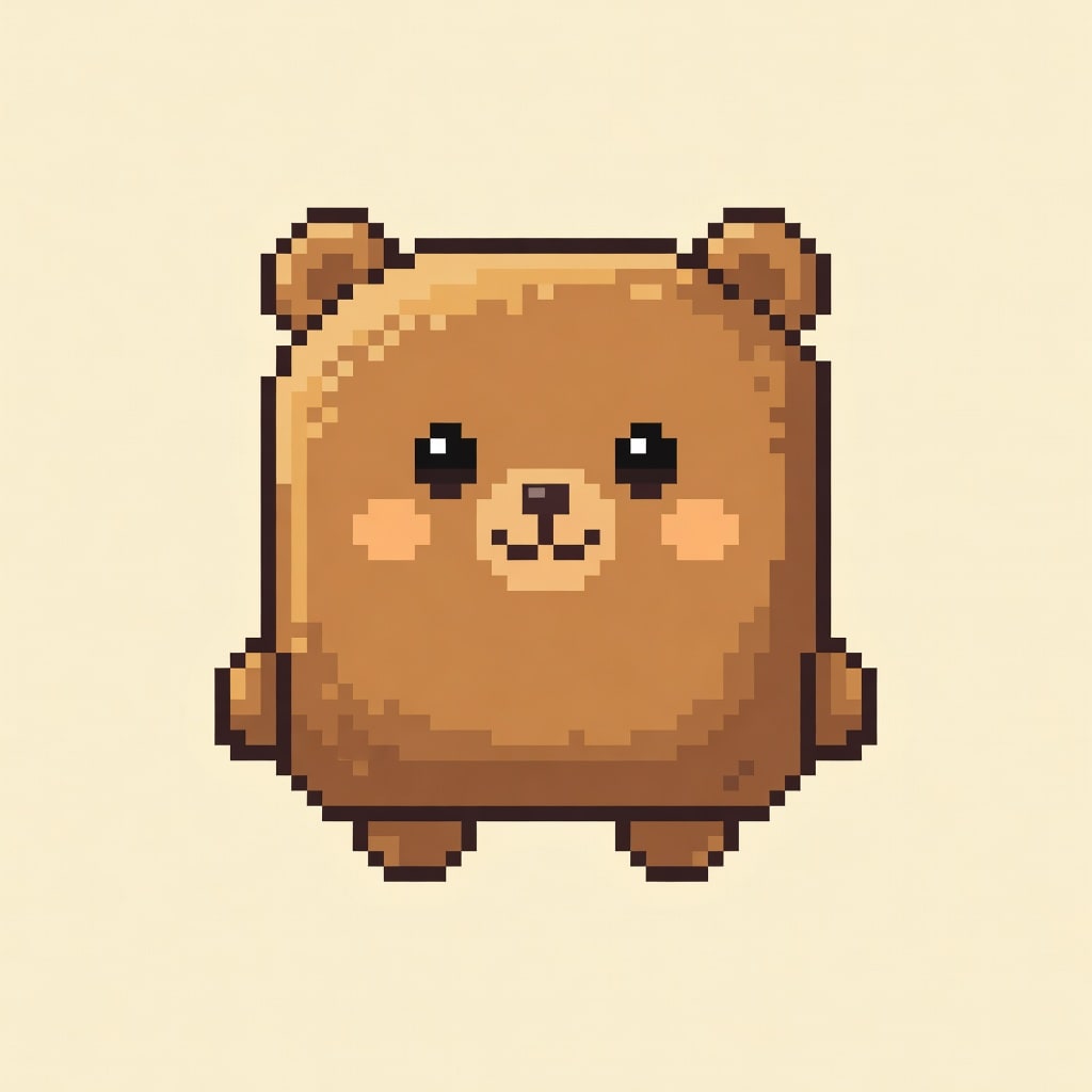 Cute Bear Cube Pixel Character