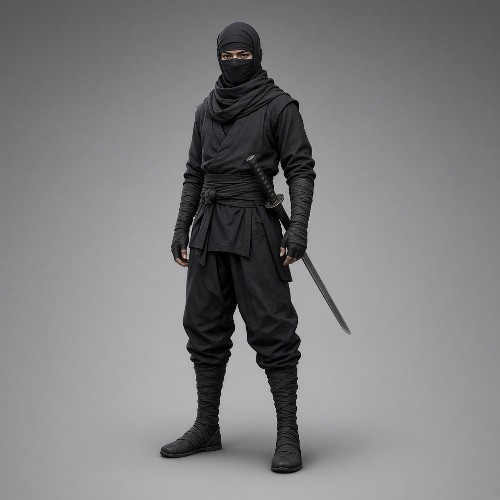 same ninja character, no fire, no