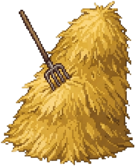 Image: A single leaning haystack (not round bales), isome