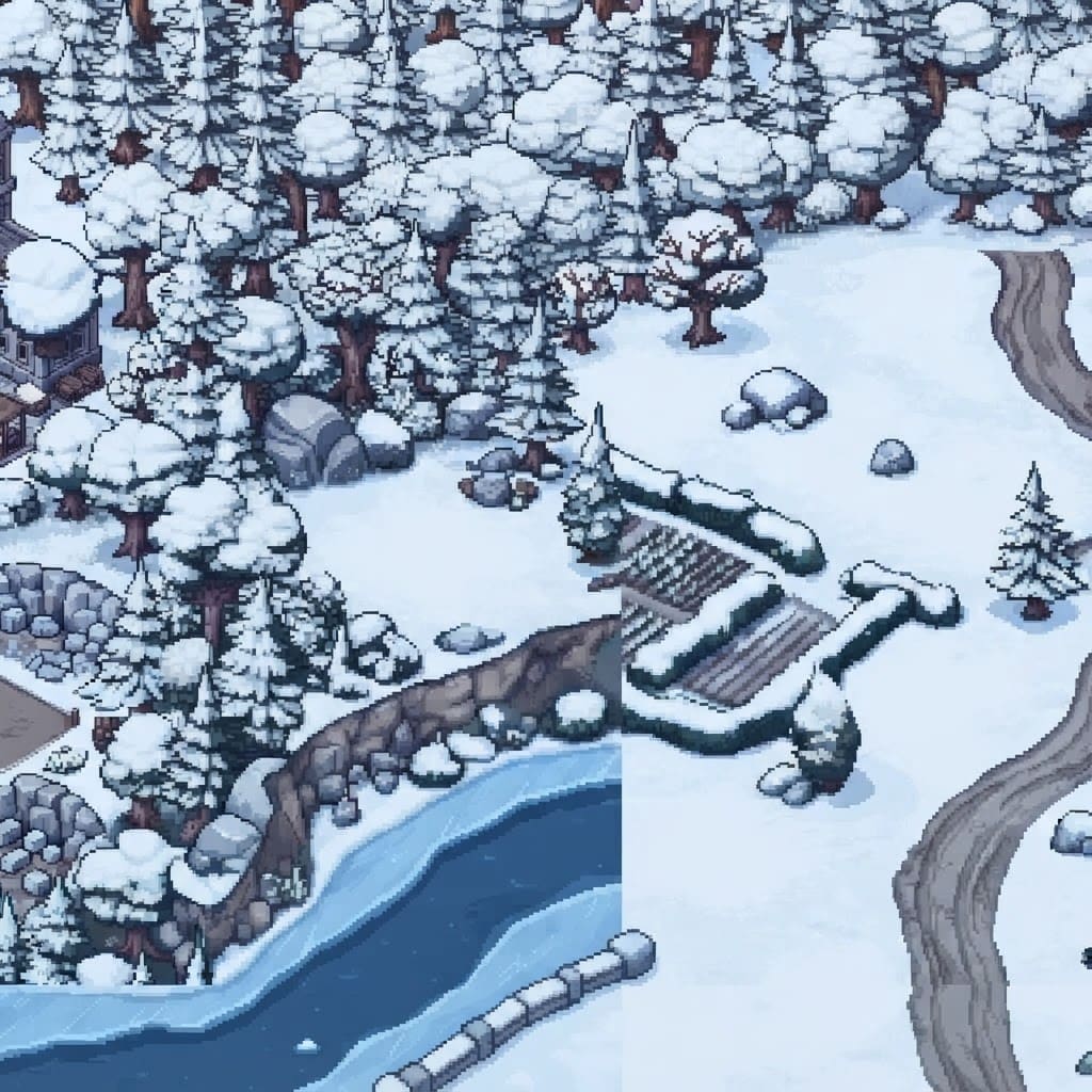 Image: Change the season of this exact pixel art scene to