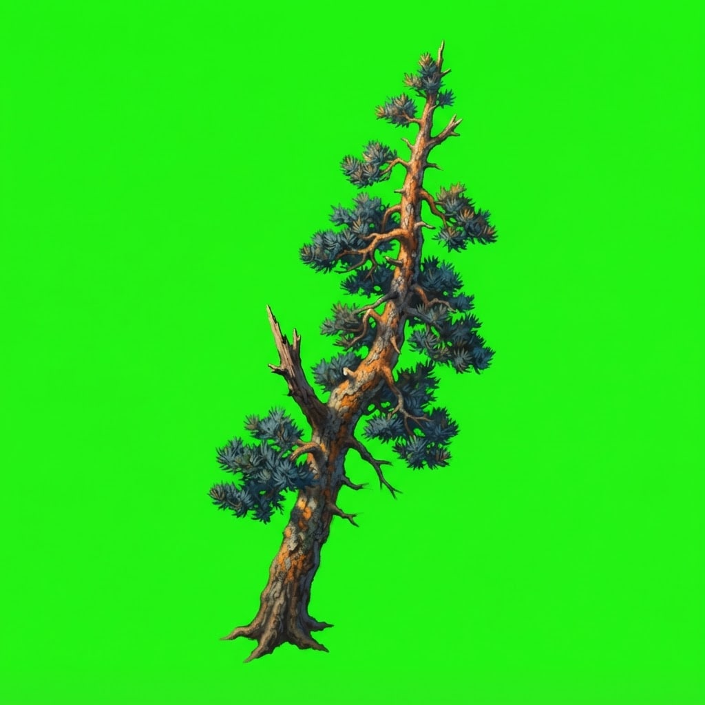Image: Single game sprite of one tall Scots pine / spruce