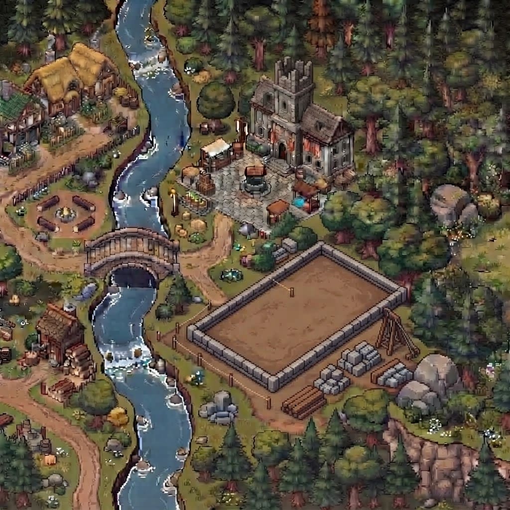 Image: Edit this pixel-art map: wind the church construct