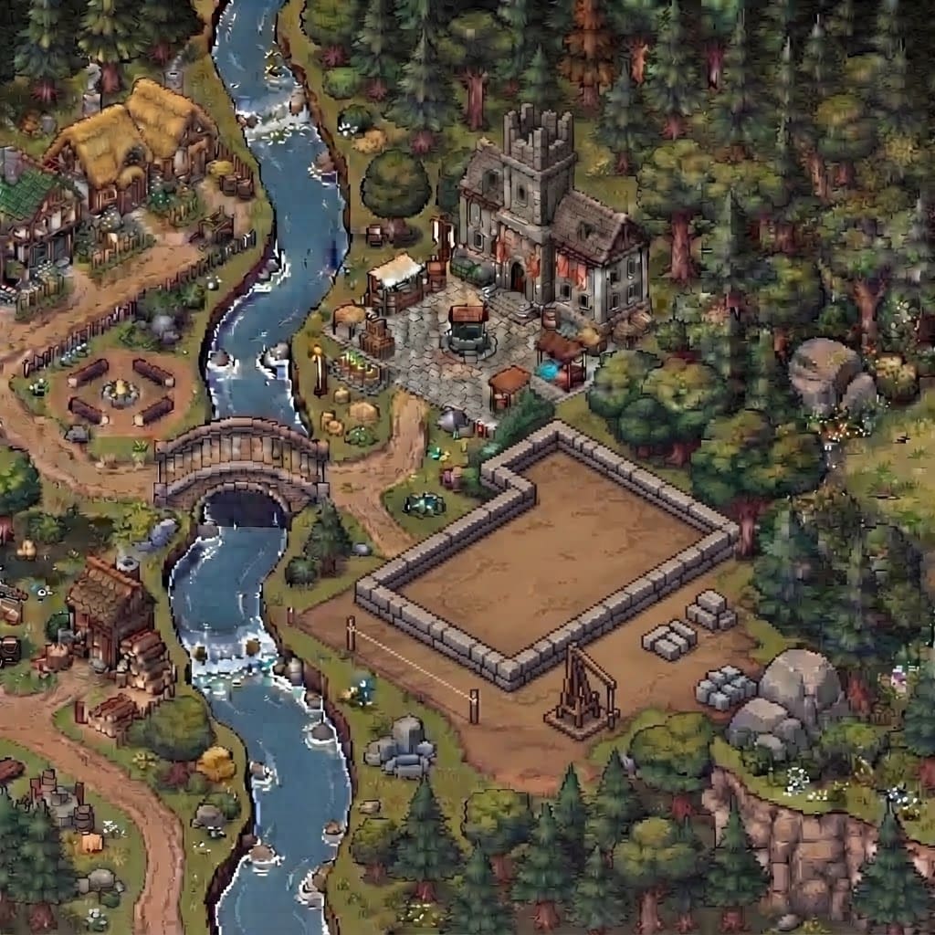 Image: Edit this pixel-art map: remove the whole partly-b
