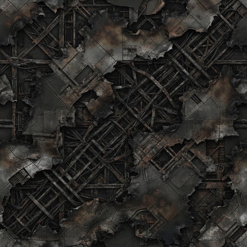 Image: Destroyed spaceship wreck hull surface, seamless t