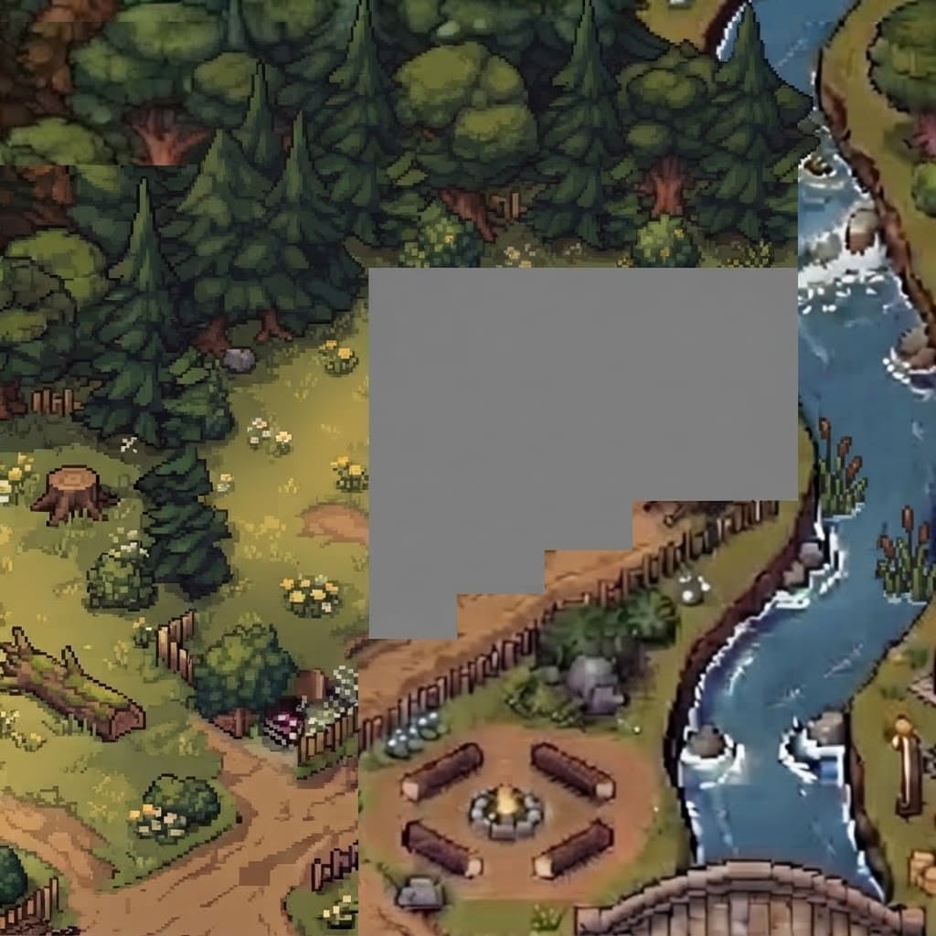 Image: Pixel art game map, same crisp pixel style, pixel