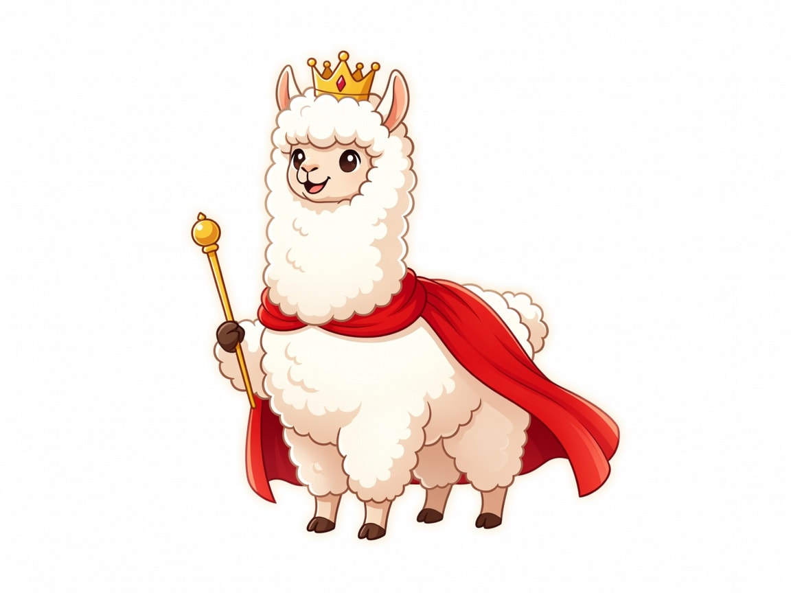 Llama card art - Kral alpaka