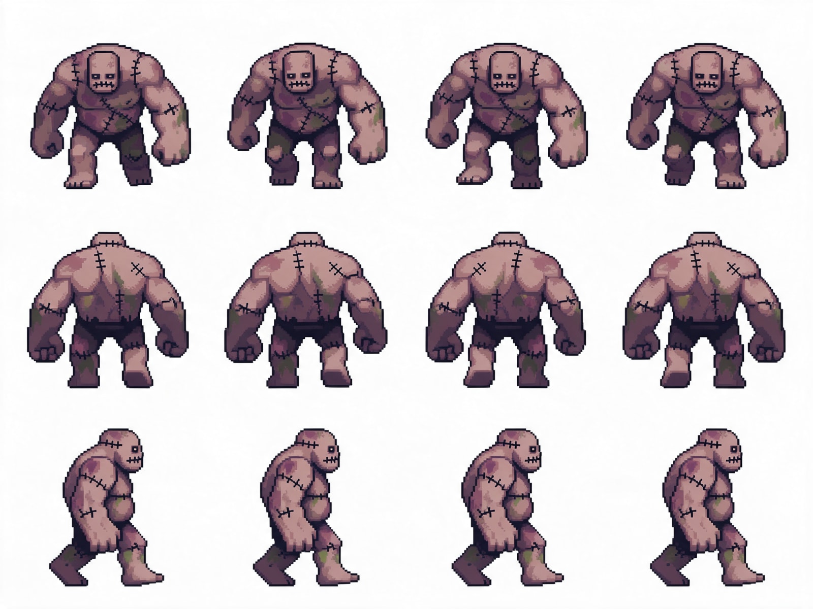 Flesh Golem Walk Cycle Sprite Sheet 4x3 (32x32) (2 / 2)