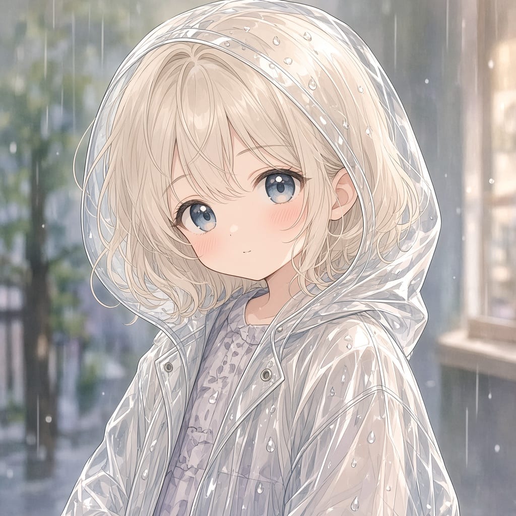 Fair Haired Girl Raincoat