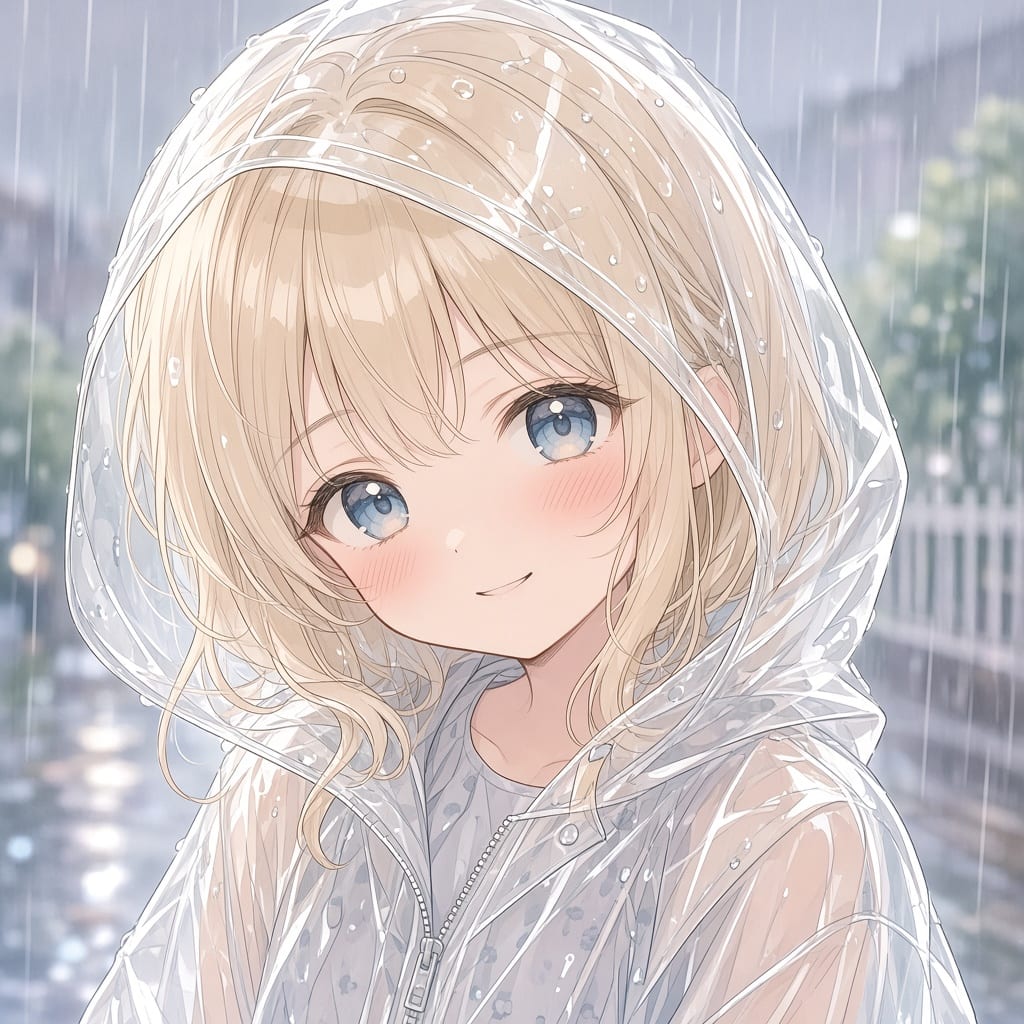 Fair Haired Girl Raincoat (4)