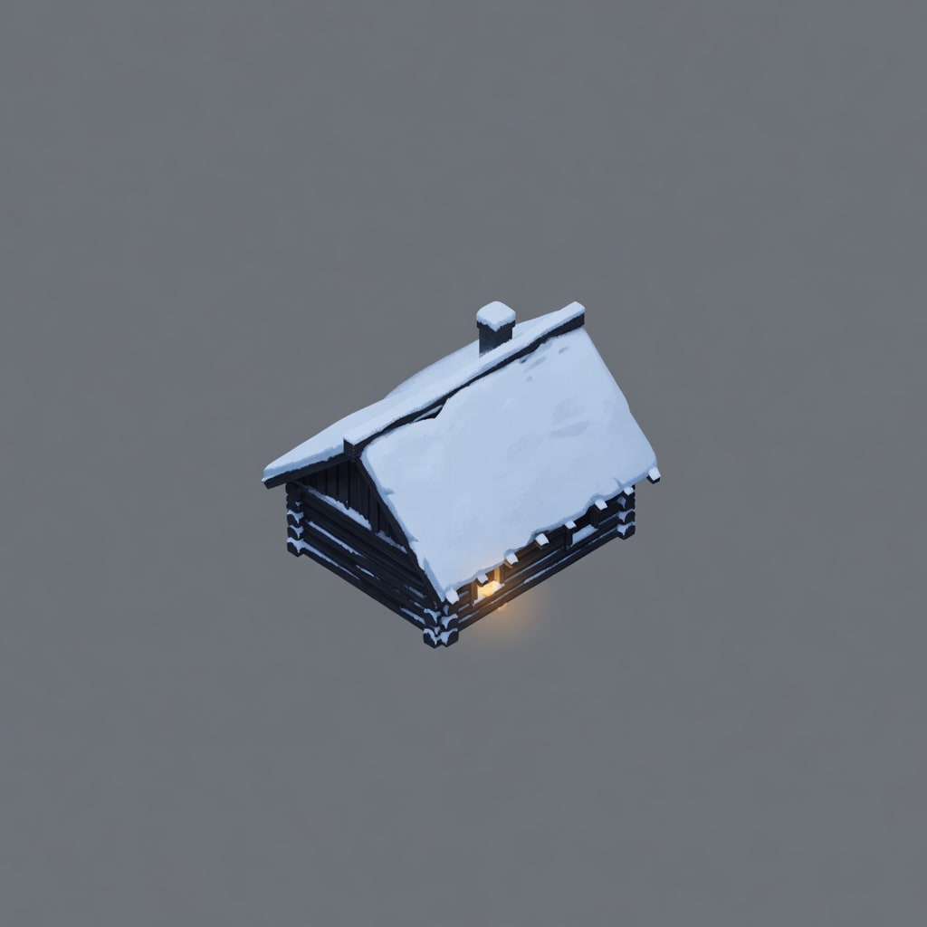 Snowy Cabin Roof Top-Down