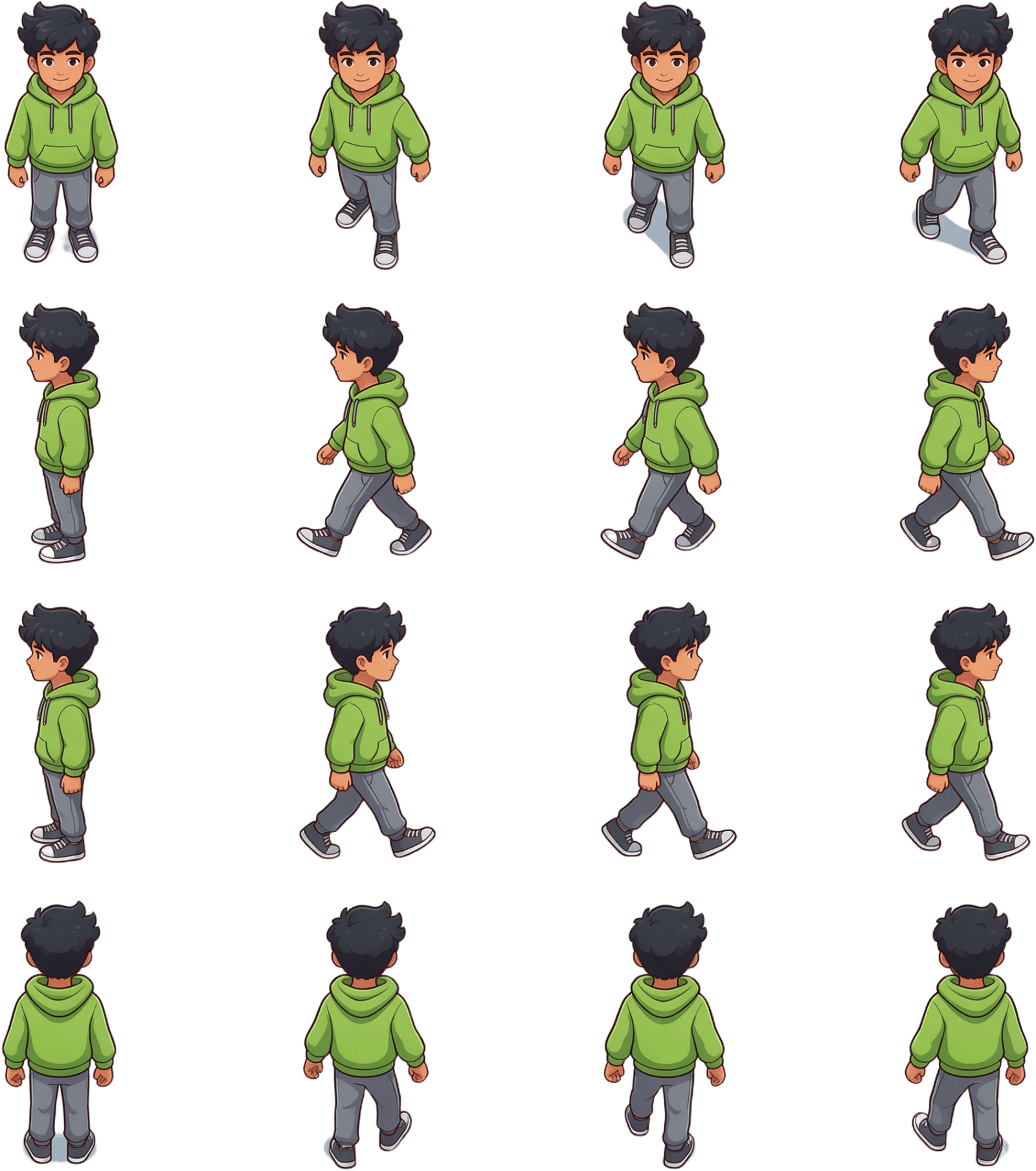 Hoodie Youth Top-Down Sprite Sheet