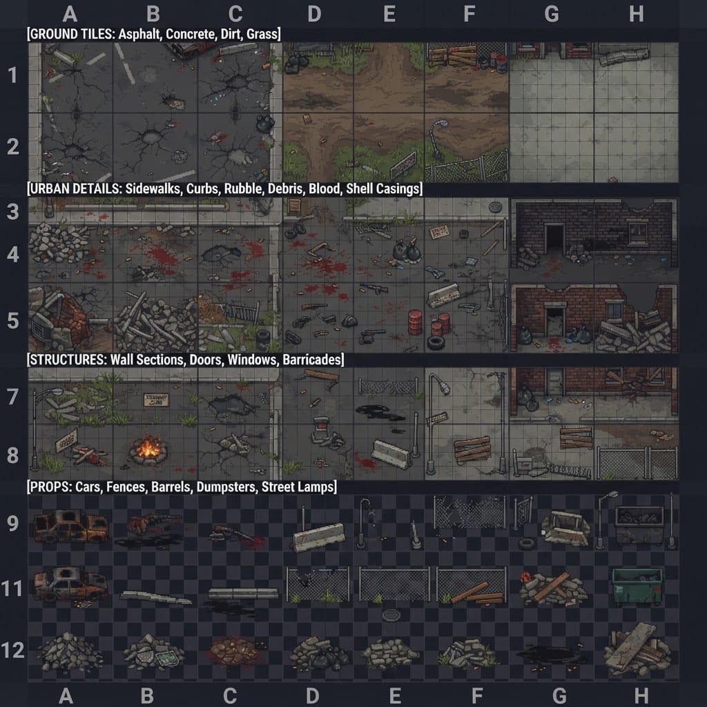 Top Down Zombie Terrain Tileset