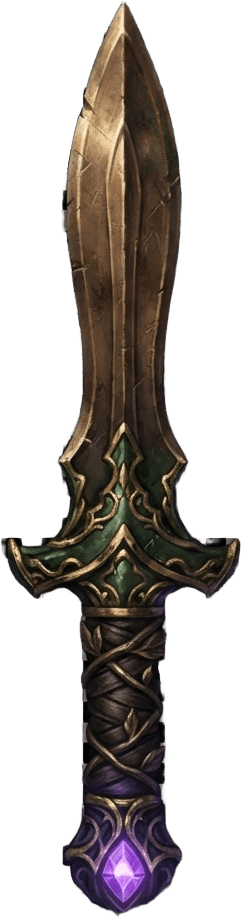 Image: a short leaf-shaped bronze sword with a vine-wrapp