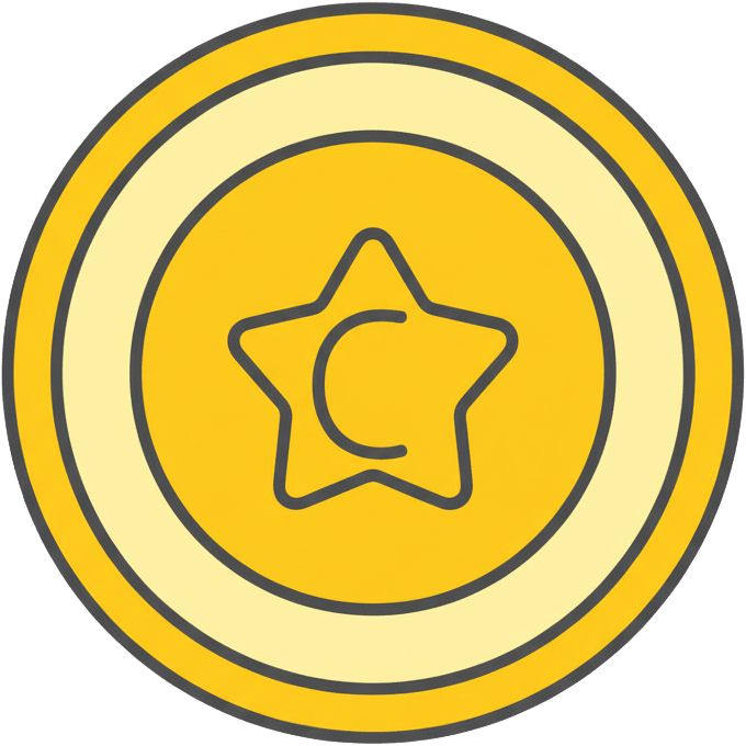 Image: single gold coin game pickup icon for a 2D platfor