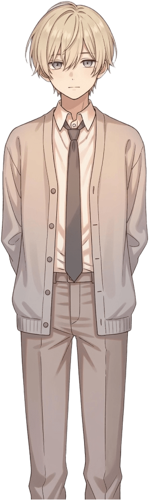 Blonde Quiet Guy — Visual Novel Sprite