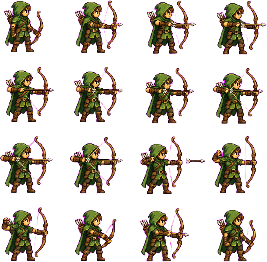 Archer Attack 4x4 Spritesheet 512