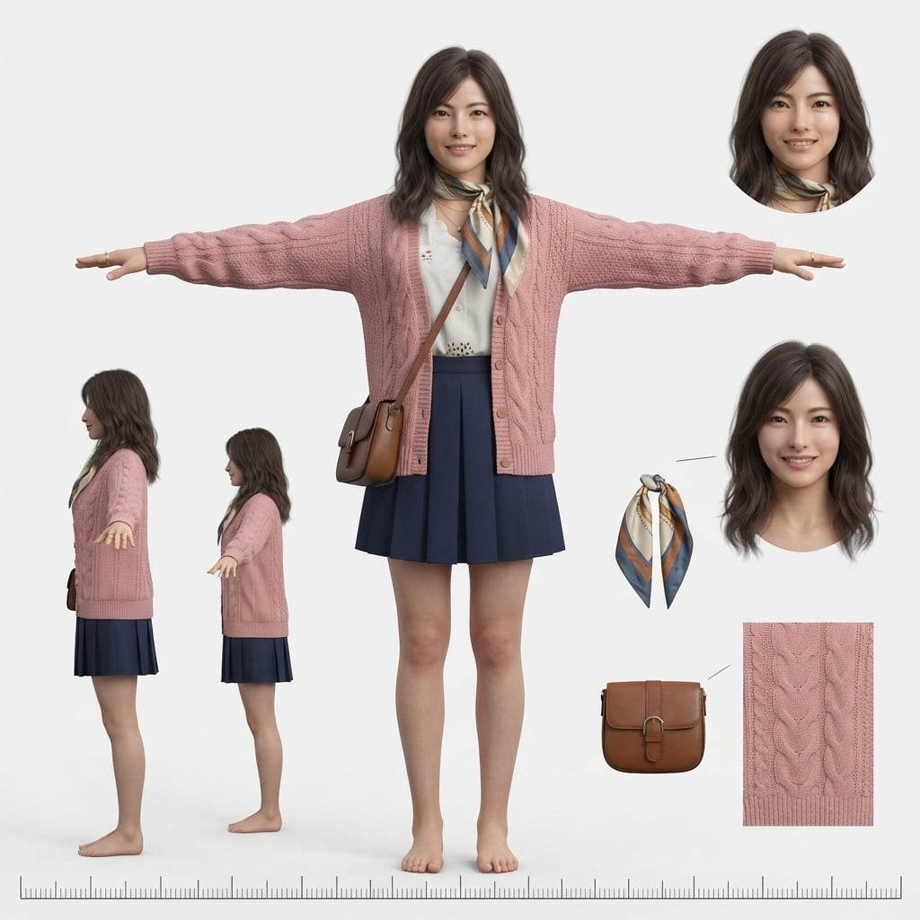 Original 3D game character, Japanese woman (3)