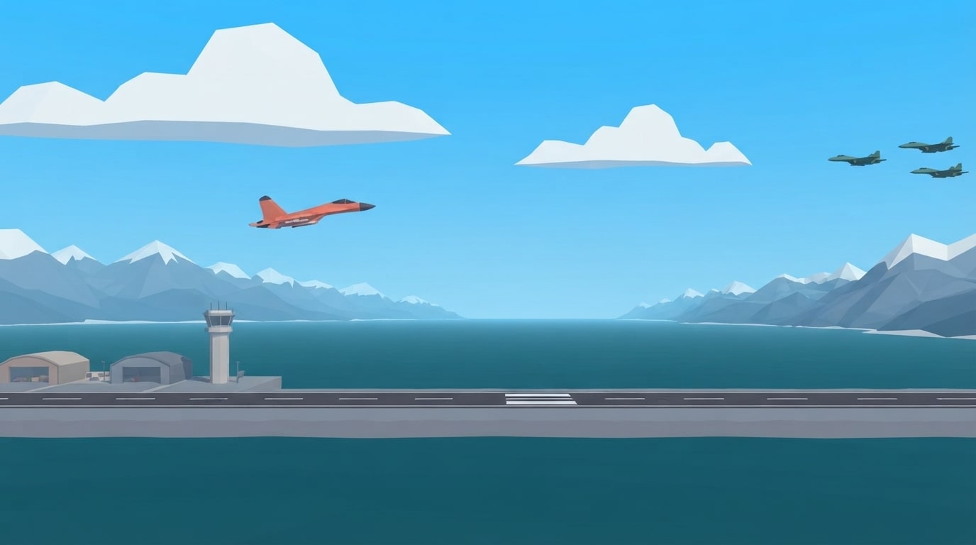 Over the coast