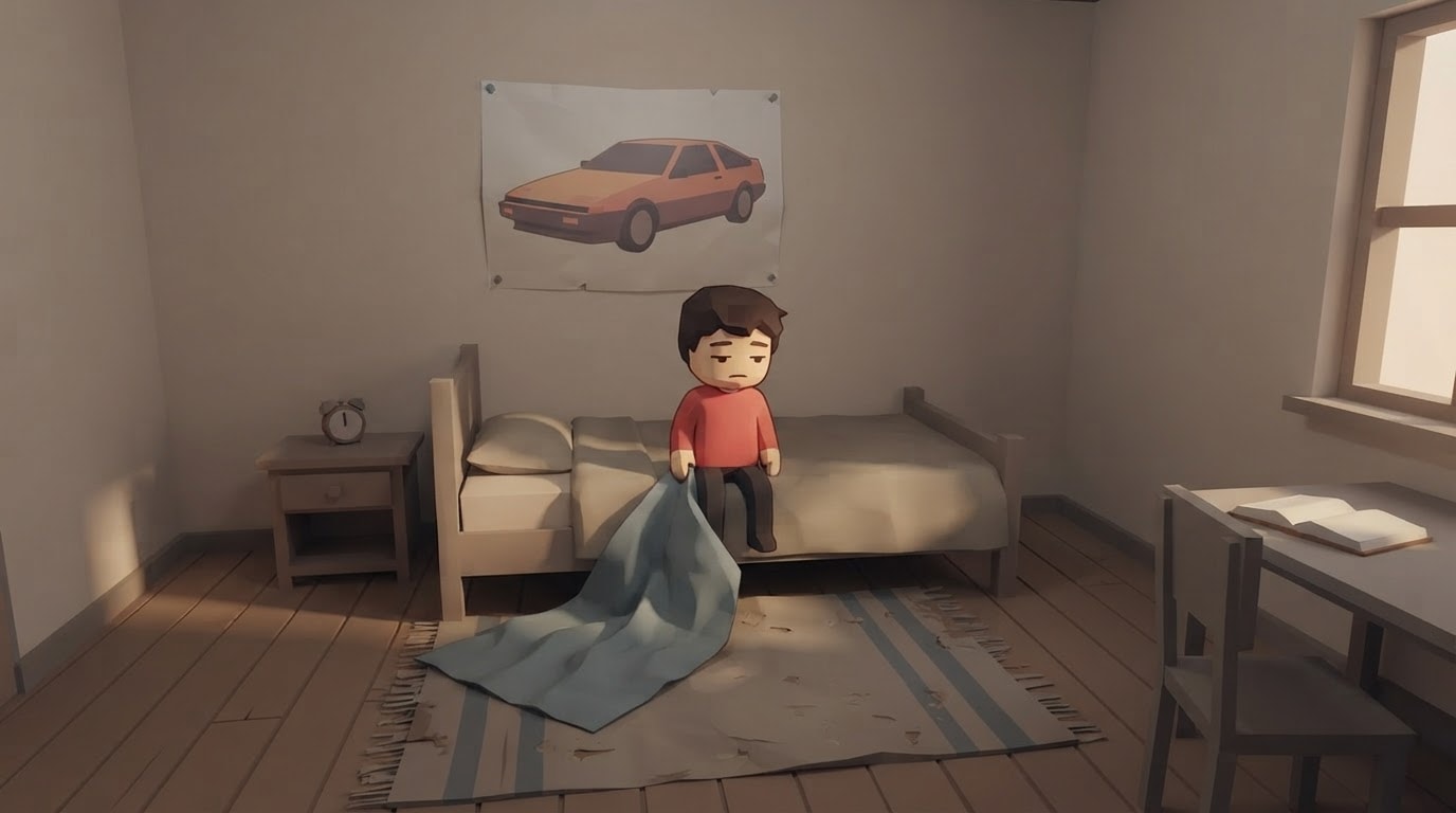 The start — waking in his room