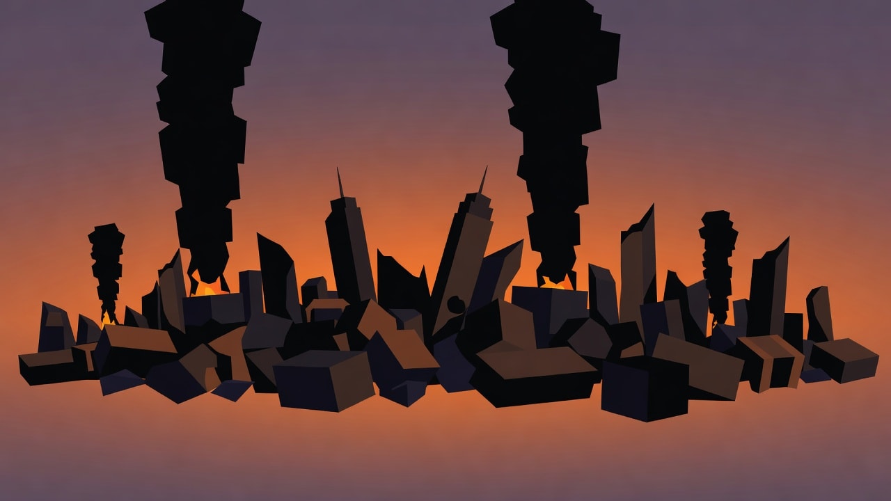 Ruined City Skyline Backdrop