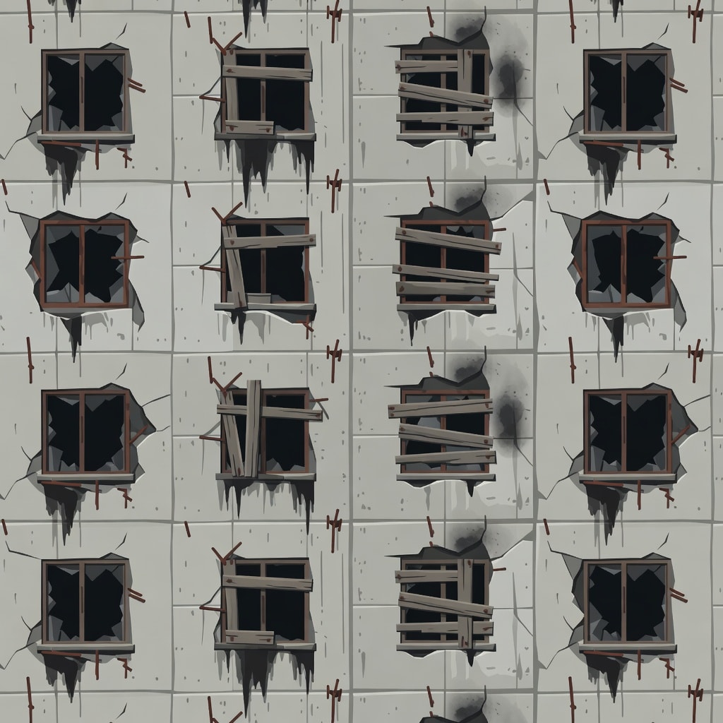 Ruined Building Facade Tile