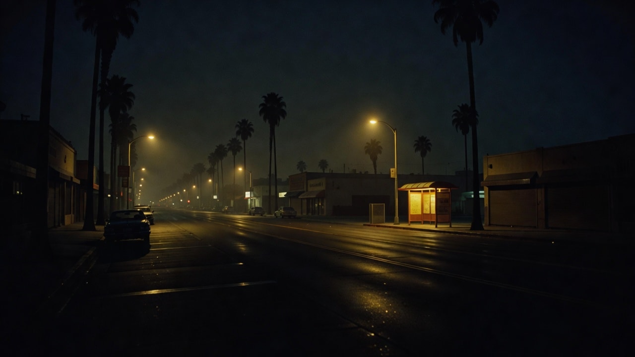 Nightfall on Vine - LA boulevard 4am (bg_street)