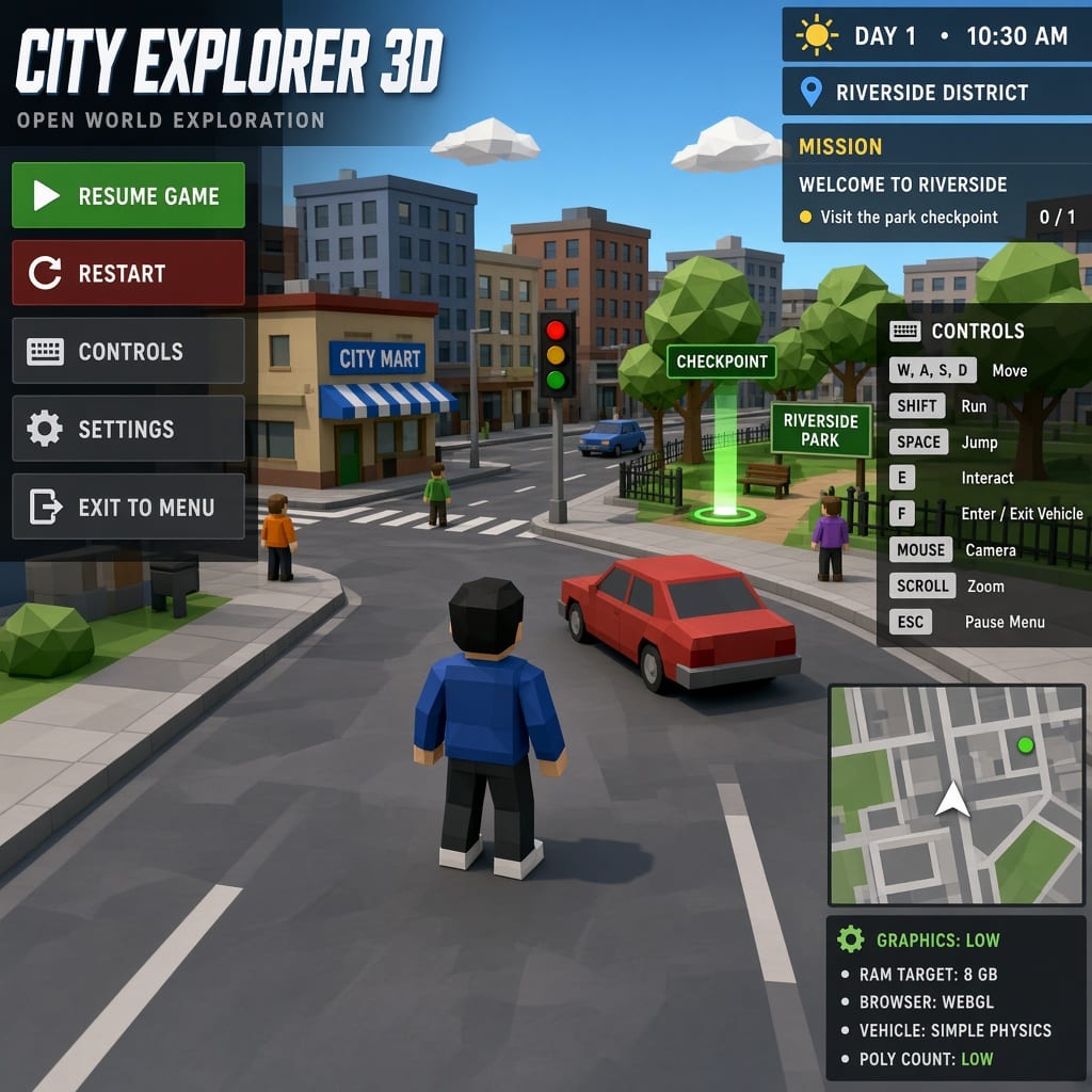 Low Poly City Explorer
