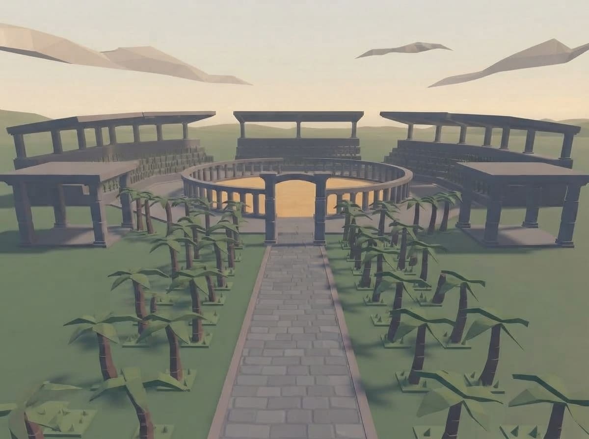 Chunky low-poly — player's view