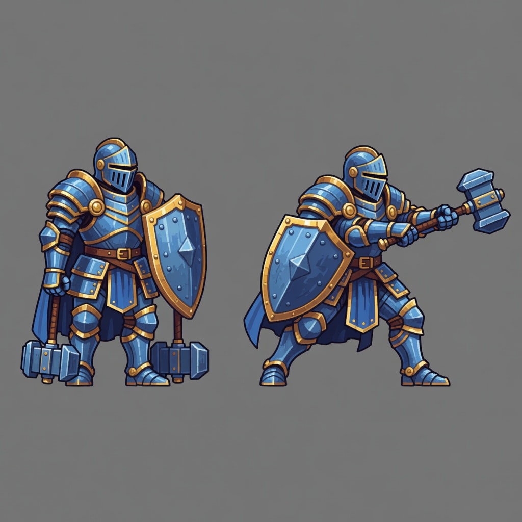 Bran Iron Bulwark - idle and attack pose sheet