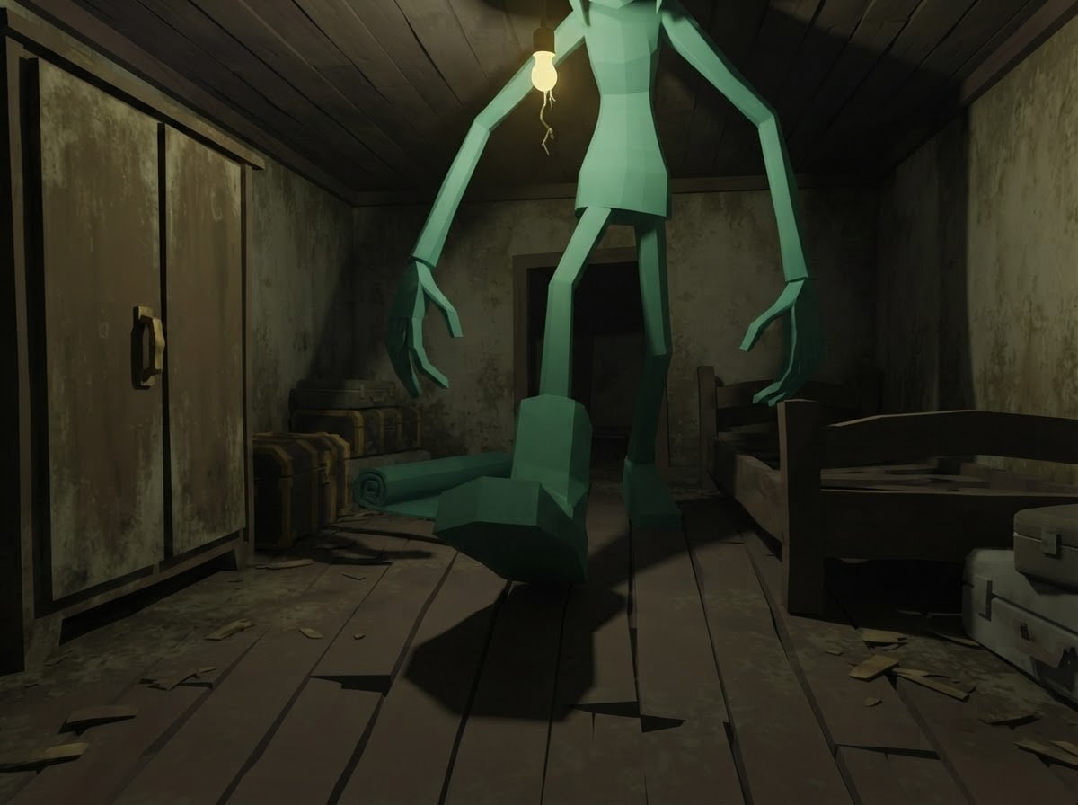 Chunky low-poly — dim horror