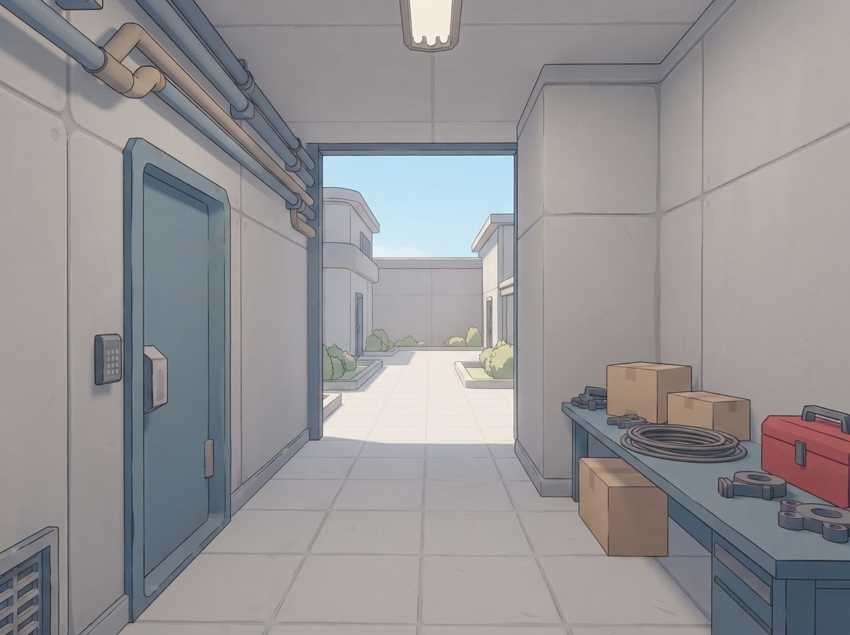 Hall opening onto the outdoors