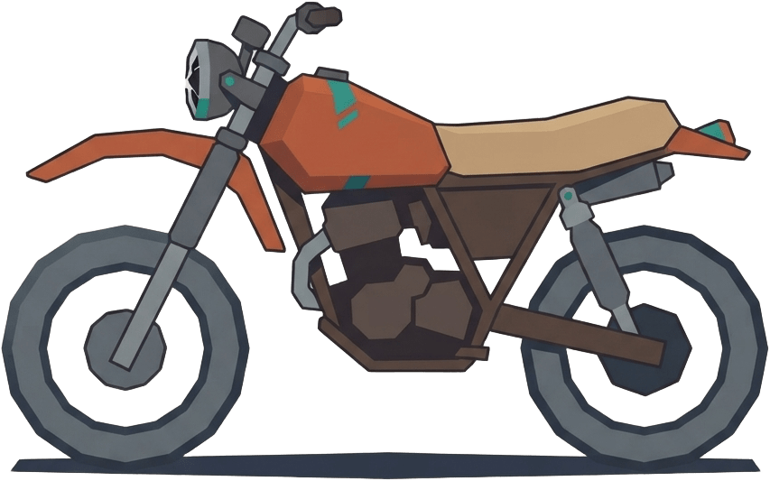 Image: this motorcycle as a game sprite, side view, full