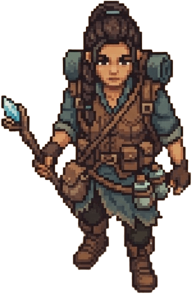 Image: this character as a game sprite, top-down view, fu