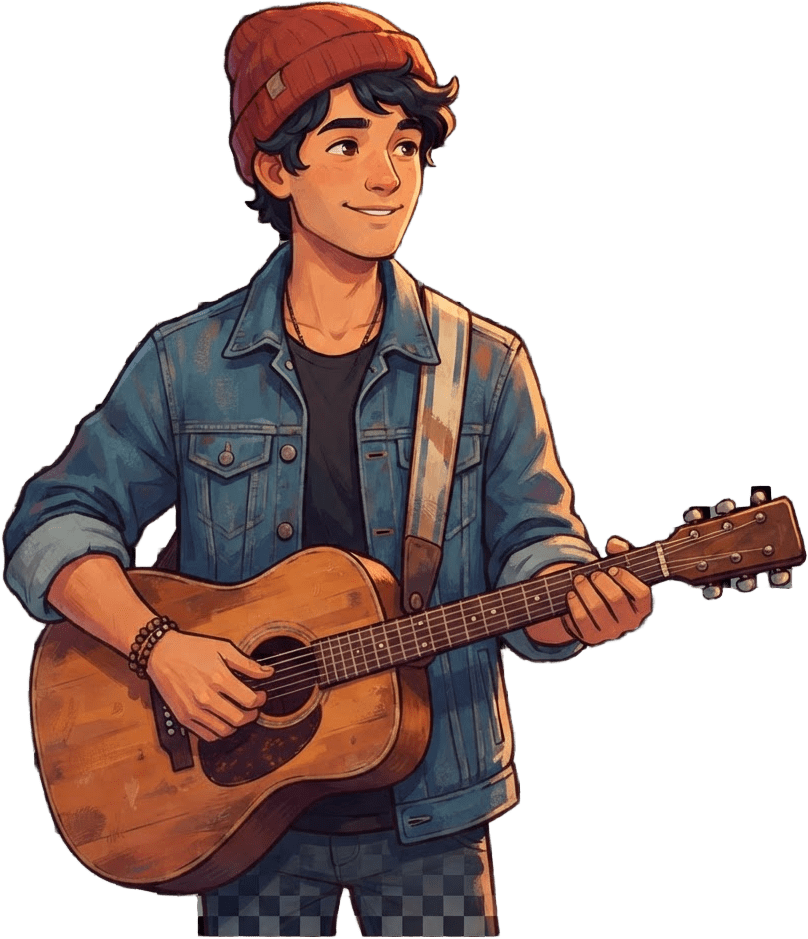 Image: Original character art for a cozy seaside music ga