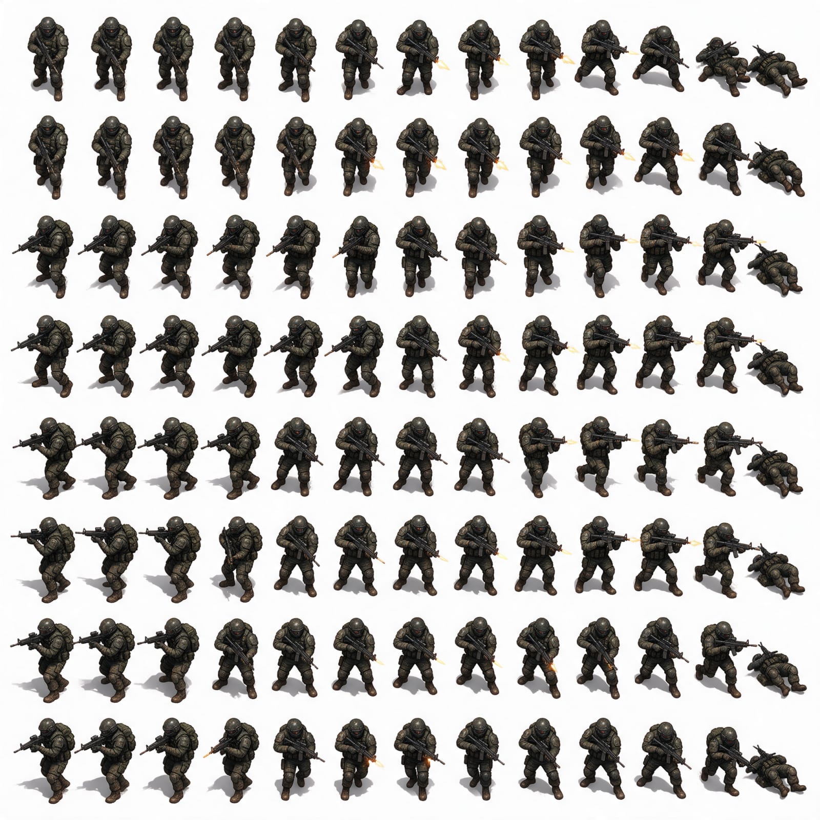 Top Down Zombie Soldier Sprites