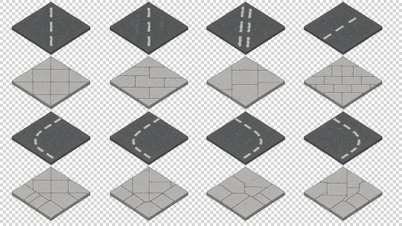 Isometric Road Sidewalk Tiles