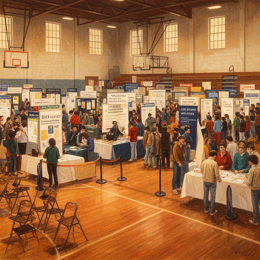 Busy Gymnasium Job Fair