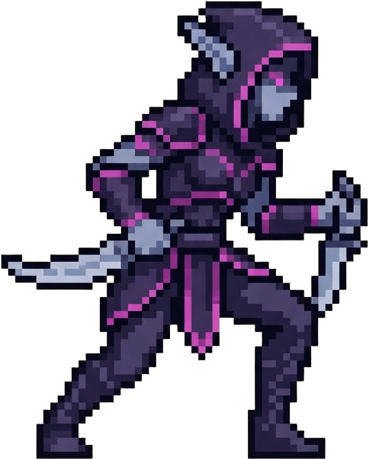 Image: pixel art game sprite, one original elf shadow ass
