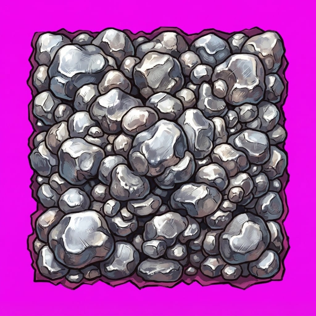 Image: A large, rich deposit of raw silver ore bursting o