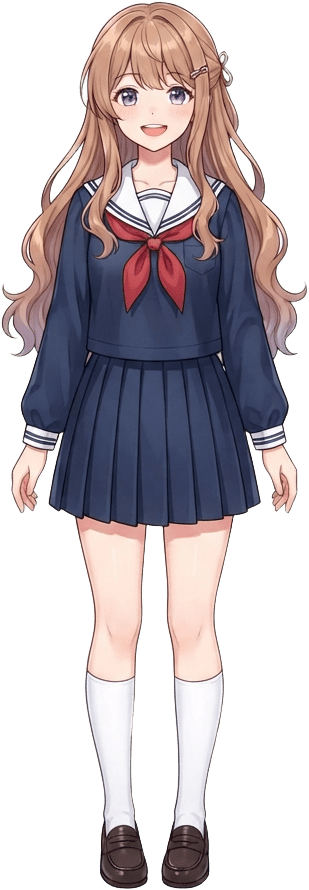 Image: Full-body standing character sprite of Hana, a che