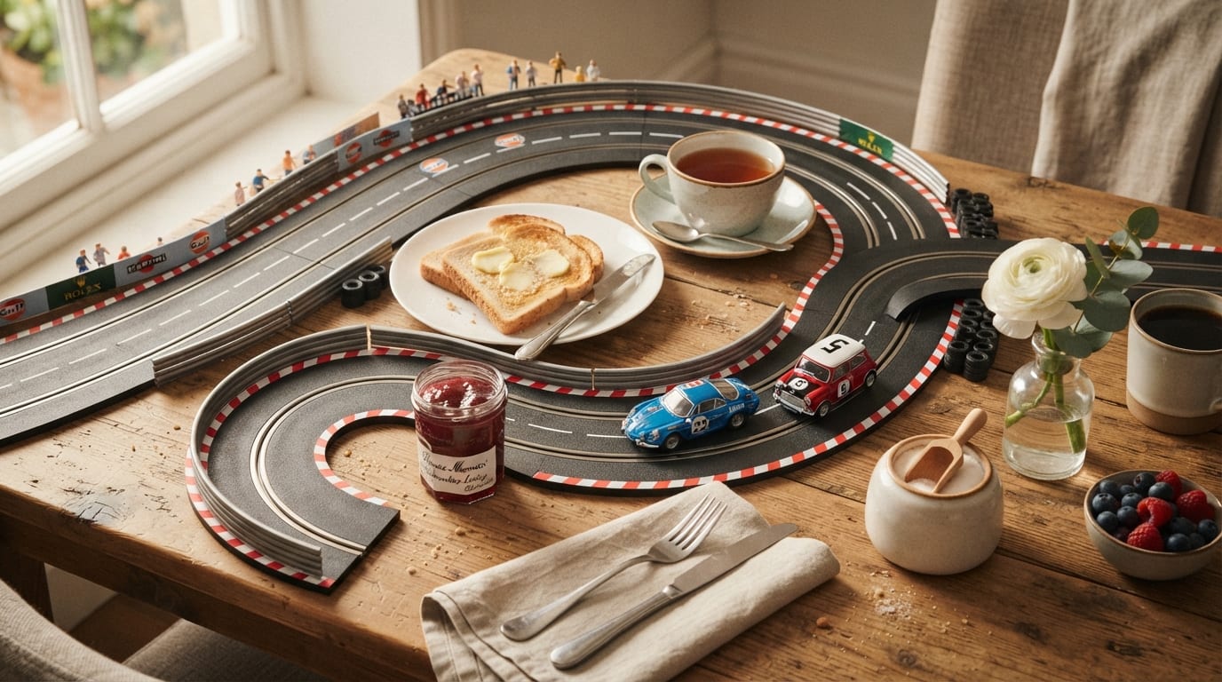 Breakfast table racing track
