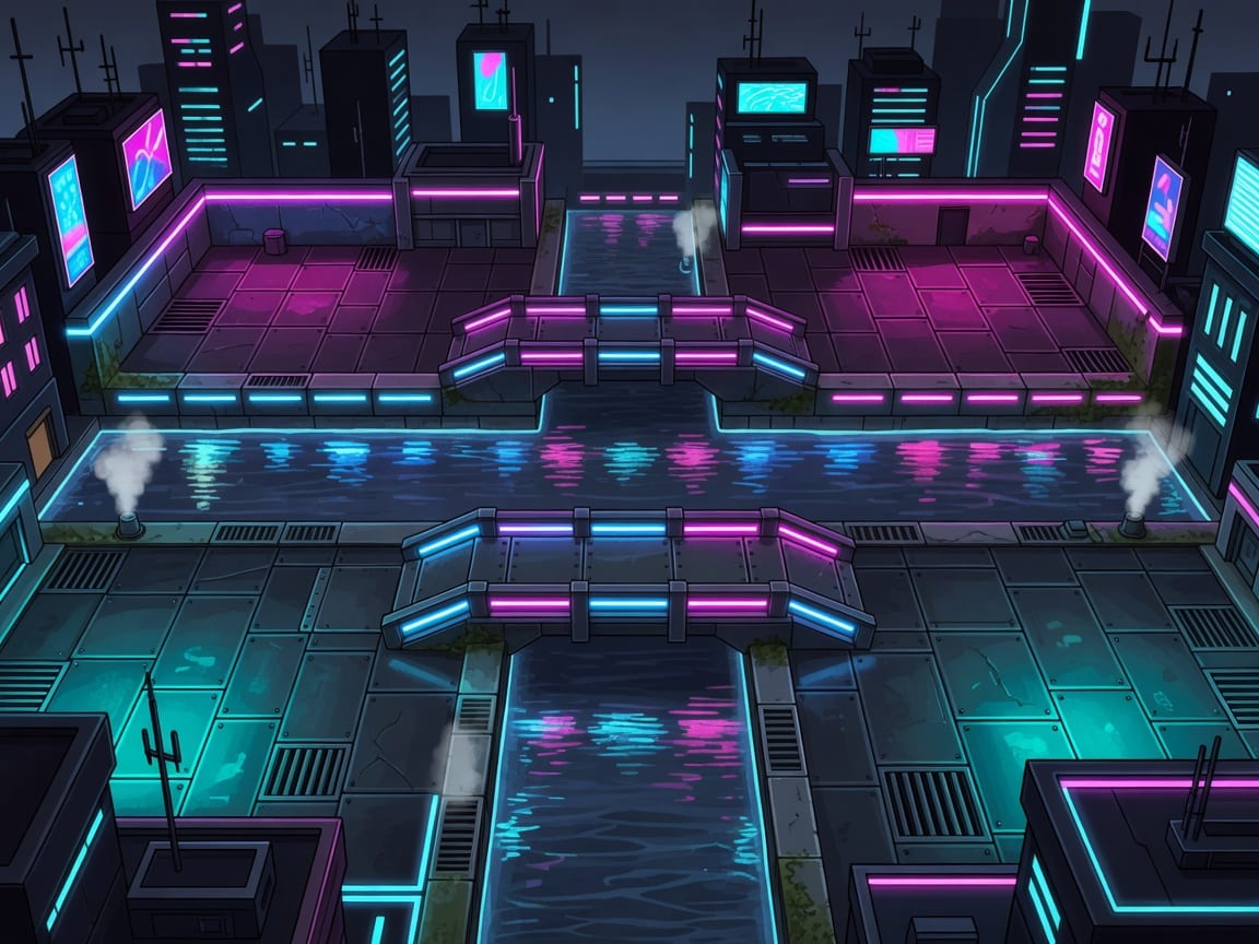 Arena Background - Neon City Canal