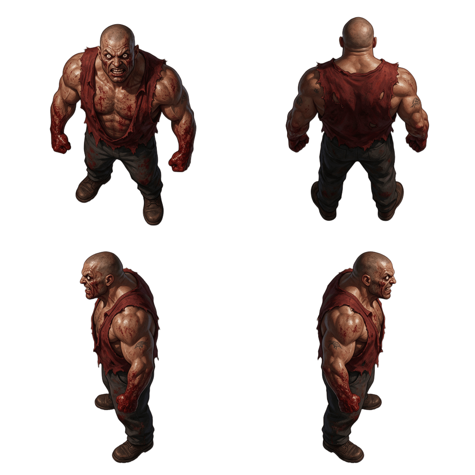 Bloody Thug Enemy Top-Down 4-Direction Sheet