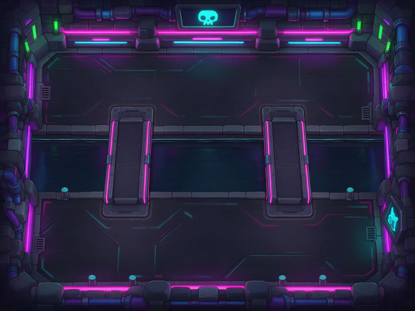 Arena Background High-Res - Neon Cyberpunk Canal