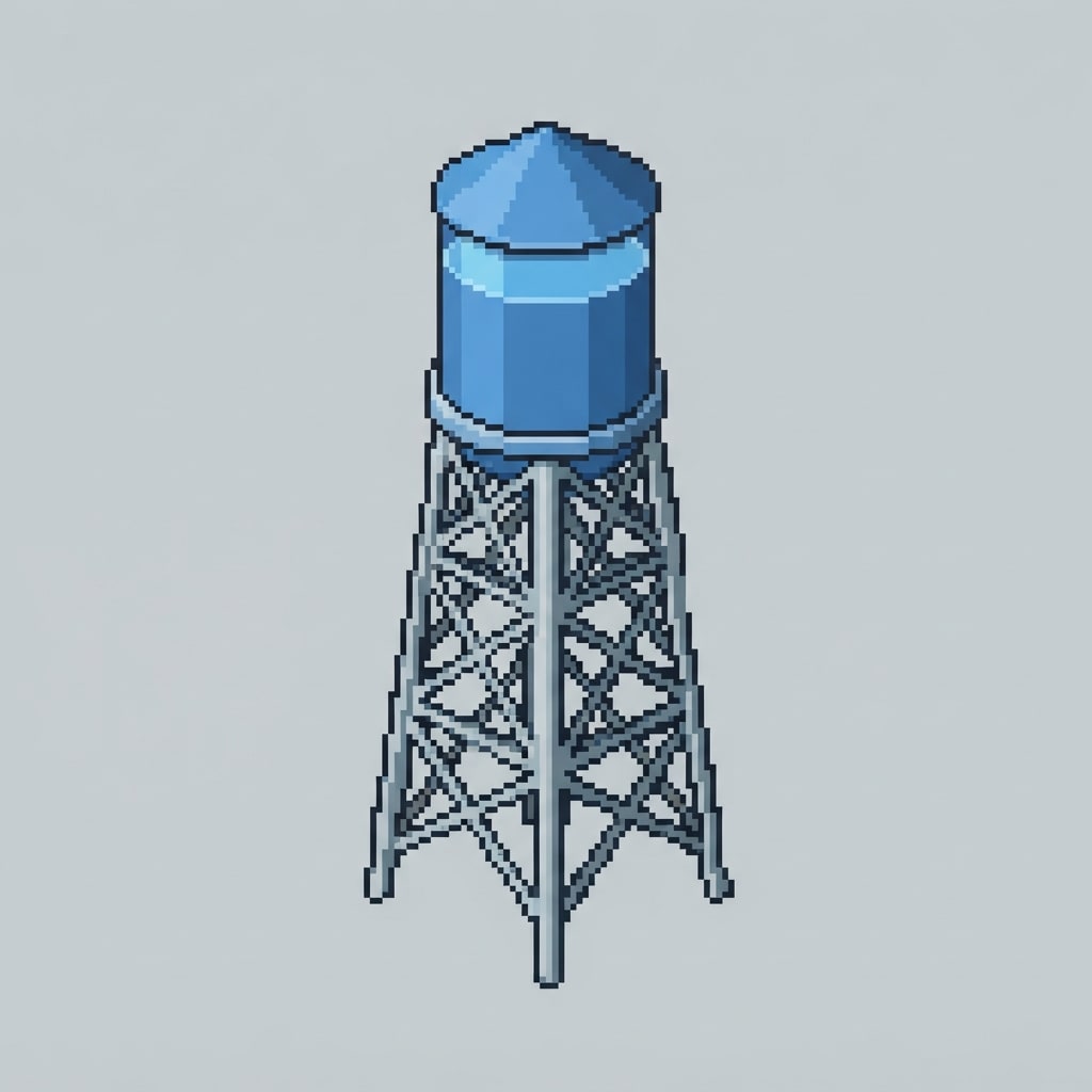 Tall Small Water Tower Isometric Sprite (2 / 2)