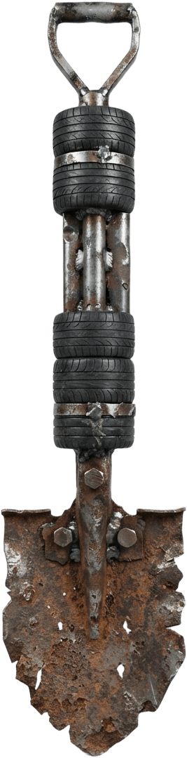 Post-apocalyptic shovel - tire and scrap metal